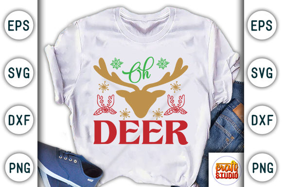Christmas Quote Design, Oh Deer – A Festive Embroidery Asset