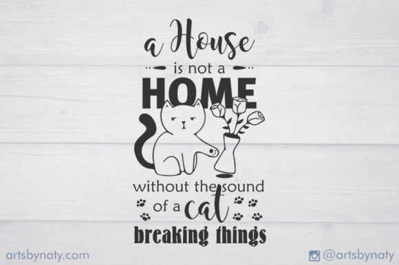 Funny Cat and Home Quote Illustration Review for Real Embroidery Projects